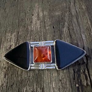 Art Deco Sterling and amber brooch